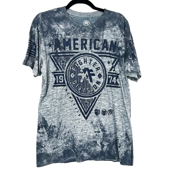 AFFLICTION blue graphic tshirt W16 - Picture 1 of 6